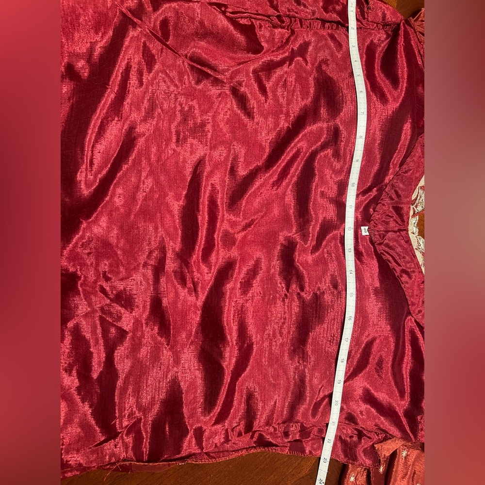 Elegant rust color lehenga with long top with crystal work - Picture 6 of 15